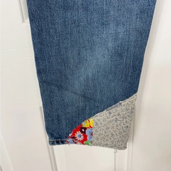 Polo Ralph Lauren Jean Women Avery Boyfriend Patch-Work Blue Distressed Jeans 28
