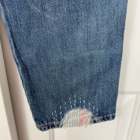 Polo Ralph Lauren Jean Women Avery Boyfriend Patch-Work Blue Distressed Jeans 28