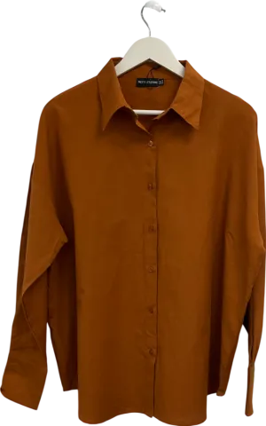 PrettyLittleThing Orange Linen Feel Oversized Shirt UK 10