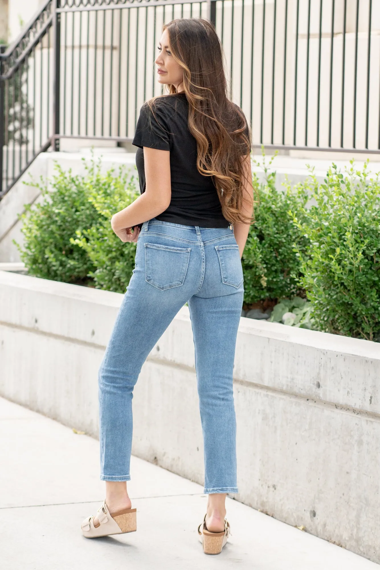 Safe Mid Rise Slim Ankle Straight