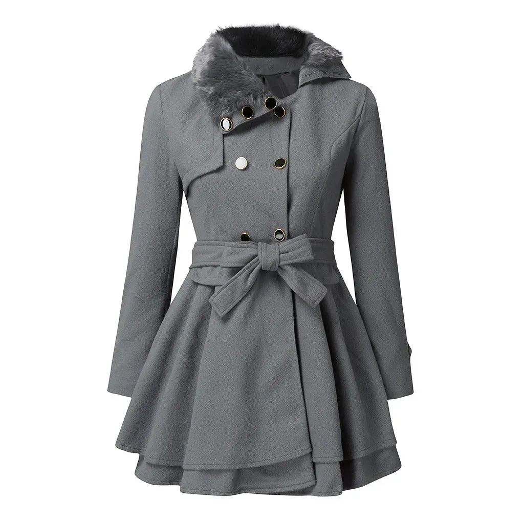 SARENA™ | CHIC TRENCH COAT WITH VEGAN FUR