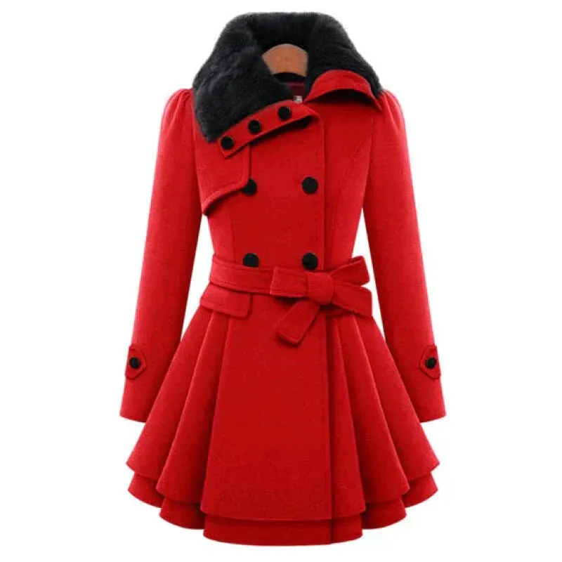 SARENA™ | CHIC TRENCH COAT WITH VEGAN FUR