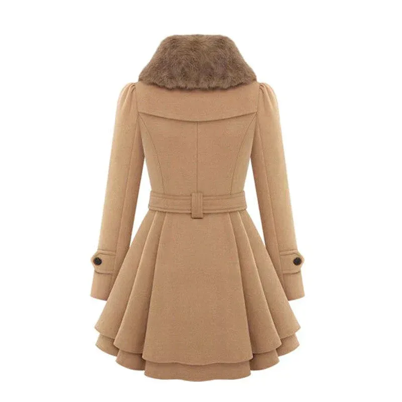 SARENA™ | CHIC TRENCH COAT WITH VEGAN FUR