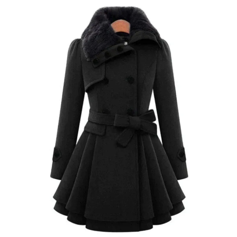 SARENA™ | CHIC TRENCH COAT WITH VEGAN FUR