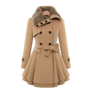SARENA™ | CHIC TRENCH COAT WITH VEGAN FUR