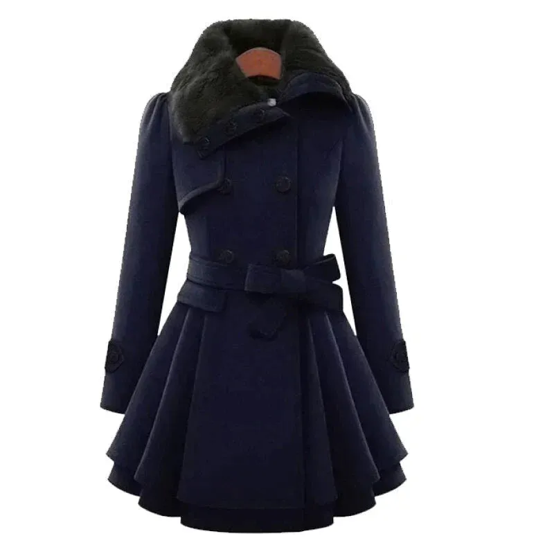 SARENA™ | CHIC TRENCH COAT WITH VEGAN FUR