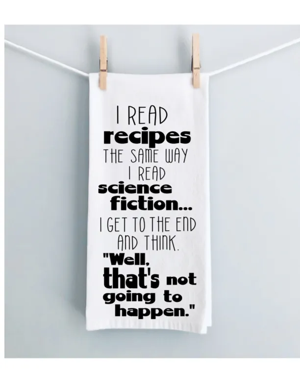 science fiction recipes - humorous tea kitchen towel LG