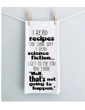 science fiction recipes - humorous tea kitchen towel LG