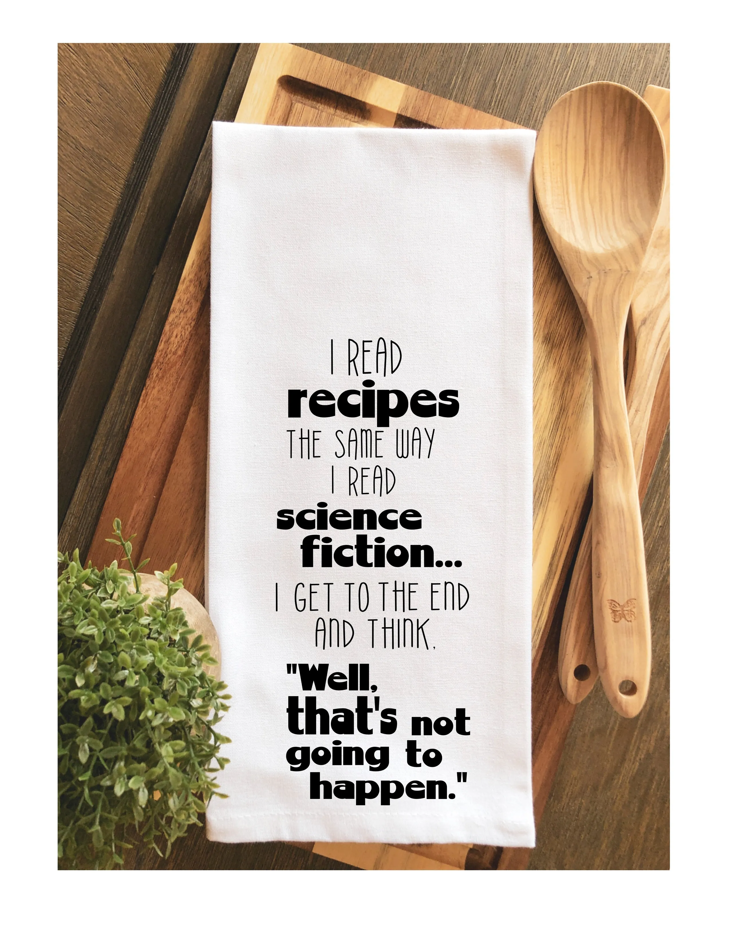 science fiction recipes - humorous tea kitchen towel LG