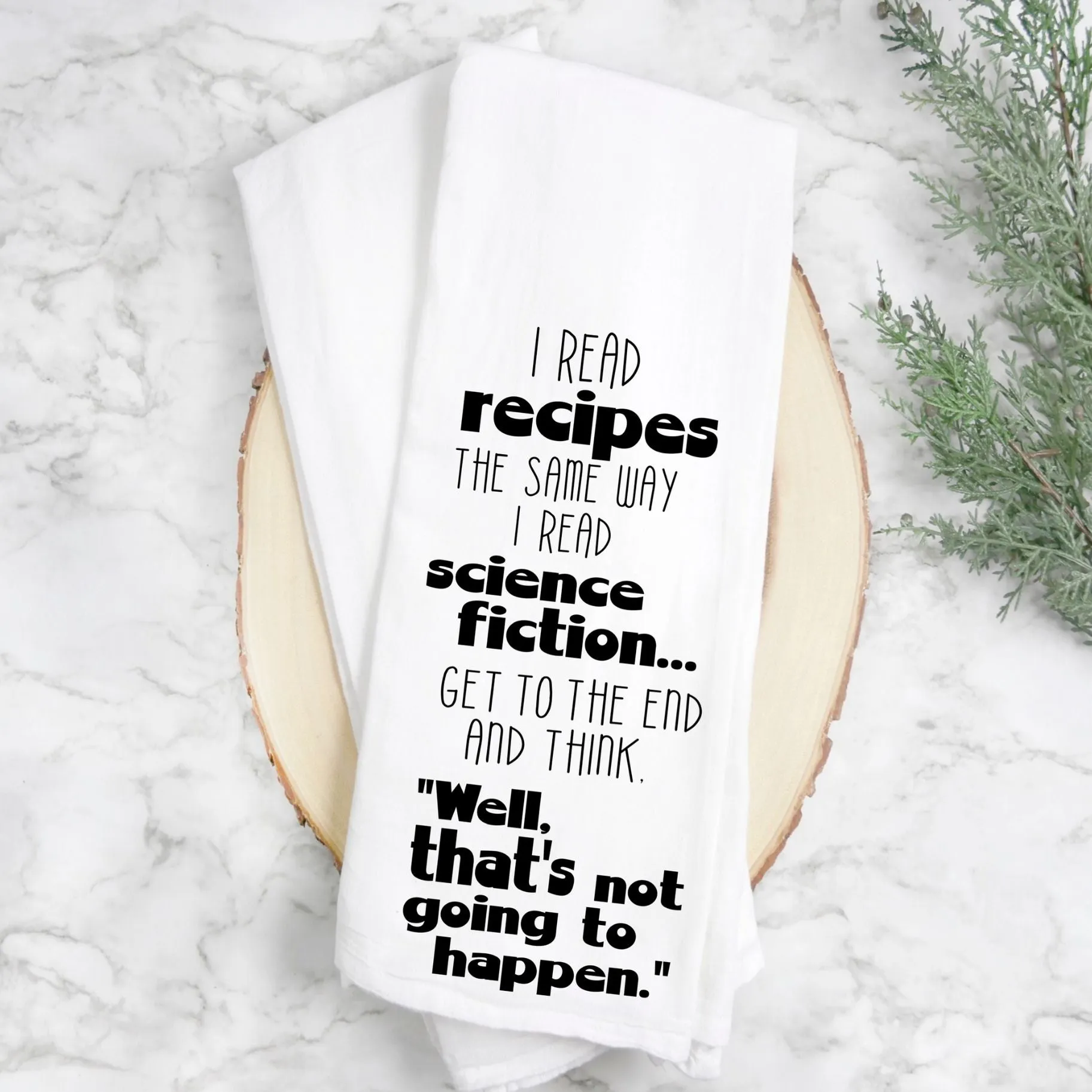 science fiction recipes - humorous tea kitchen towel LG