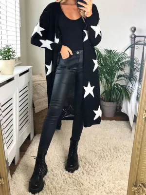 Star Print Long Cardigan