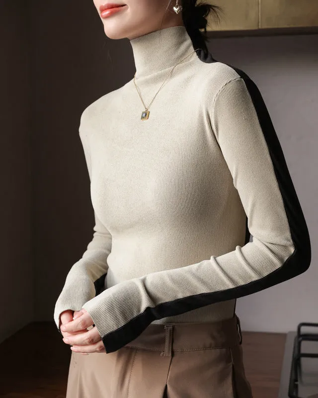 Two Tone Double Sided Long Sleeve Knit Top