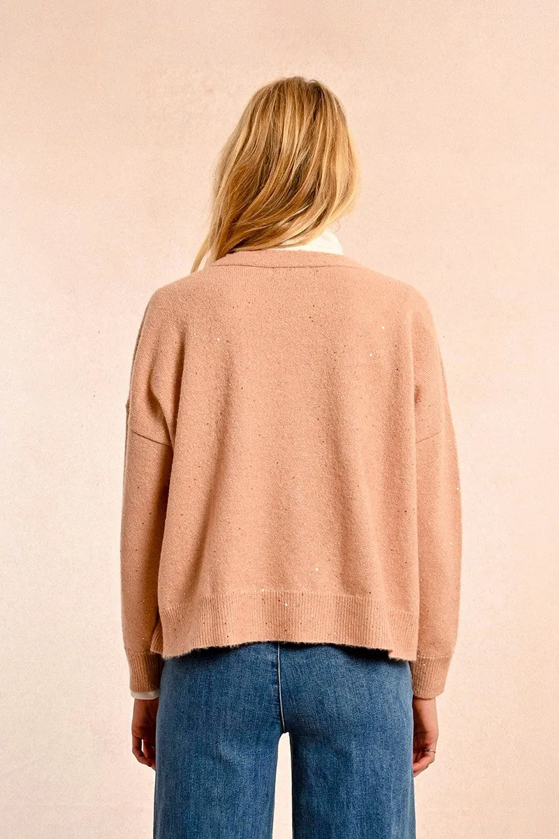 V-NECK CARDIGAN WITH WOOL