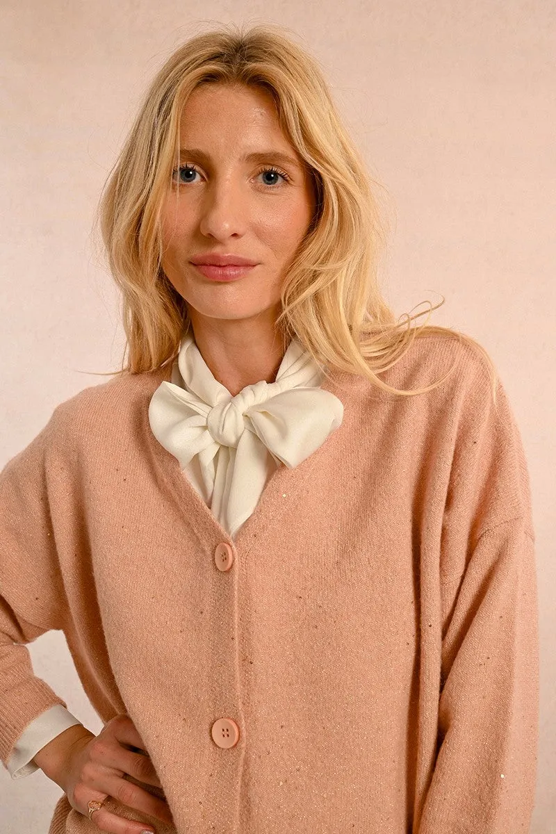 V-NECK CARDIGAN WITH WOOL