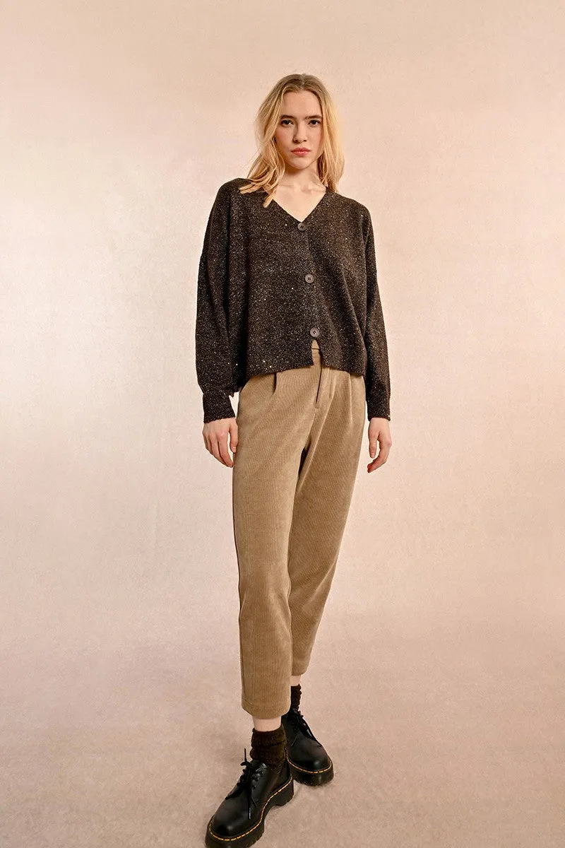 V-NECK CARDIGAN WITH WOOL