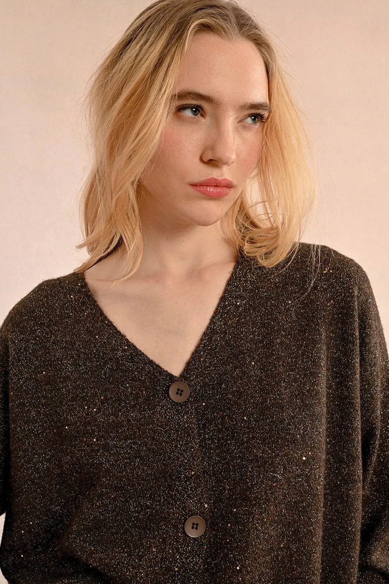 V-NECK CARDIGAN WITH WOOL