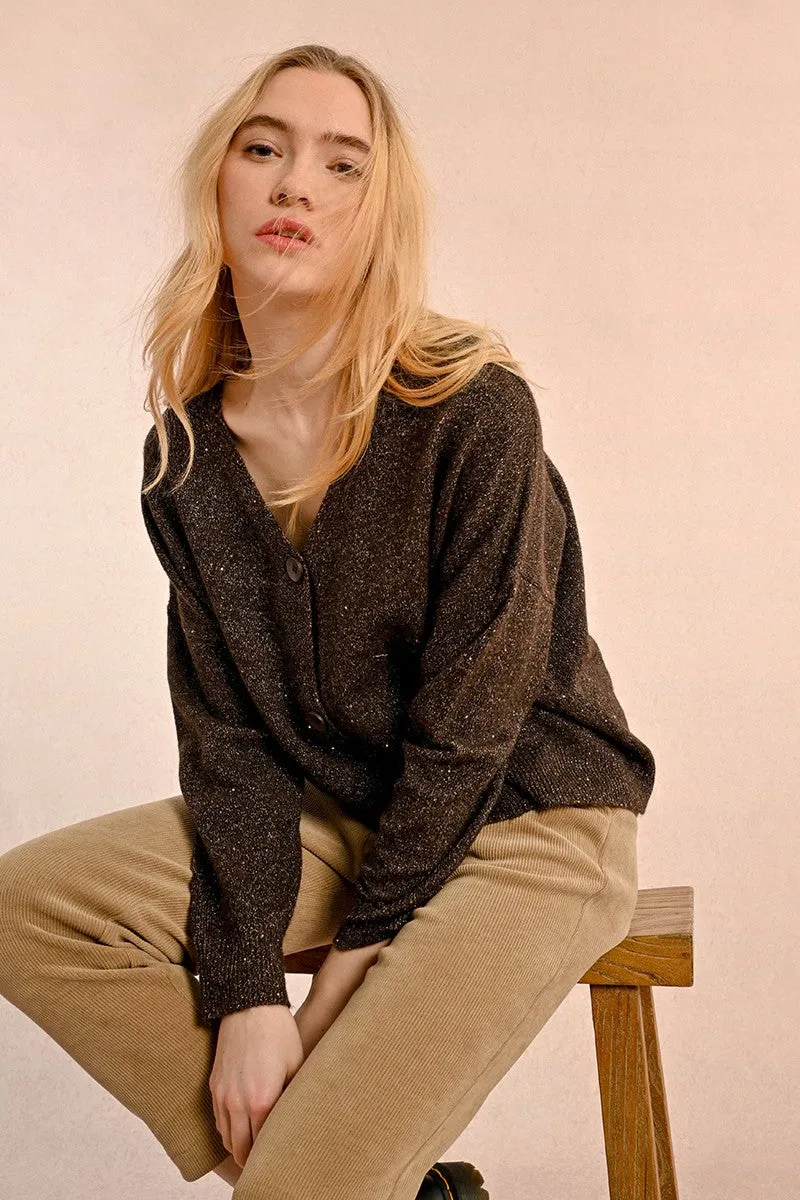 V-NECK CARDIGAN WITH WOOL