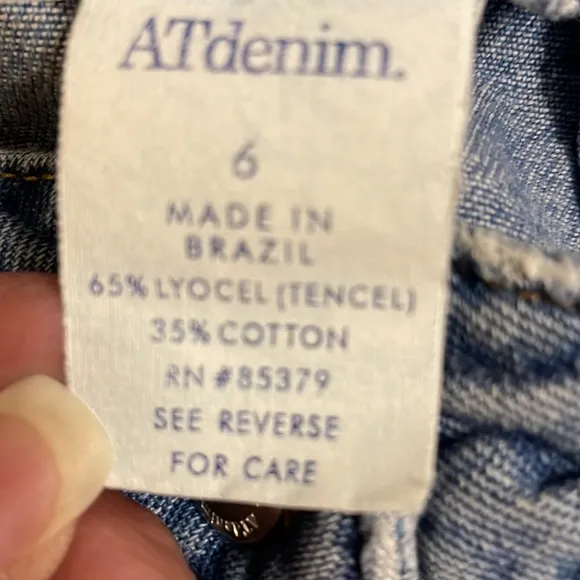 Vintage AT denim jeans high waisted flare bell bottoms sz 6 hemmed petite women