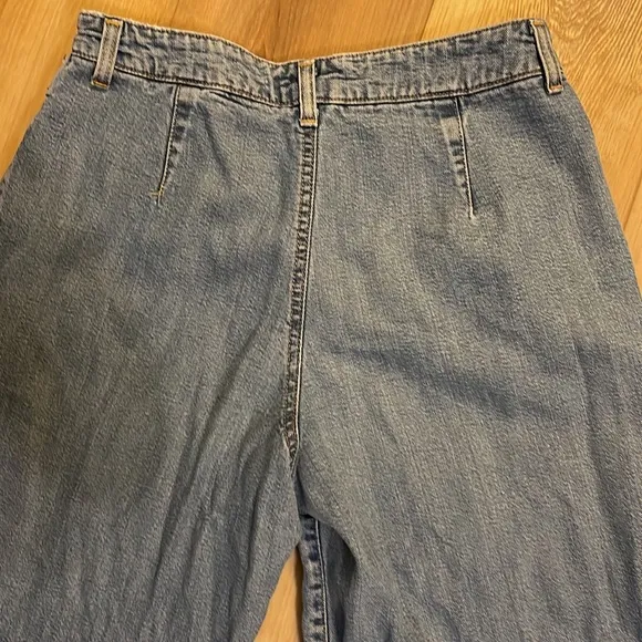 Vintage AT denim jeans high waisted flare bell bottoms sz 6 hemmed petite women