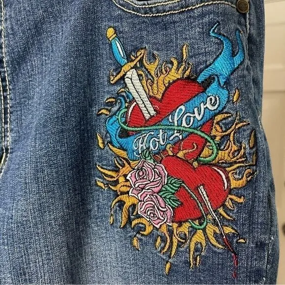 Vintage Paco “Hot Love” High Rise Embroidered, Relaxed Straight Leg Jeans, 18