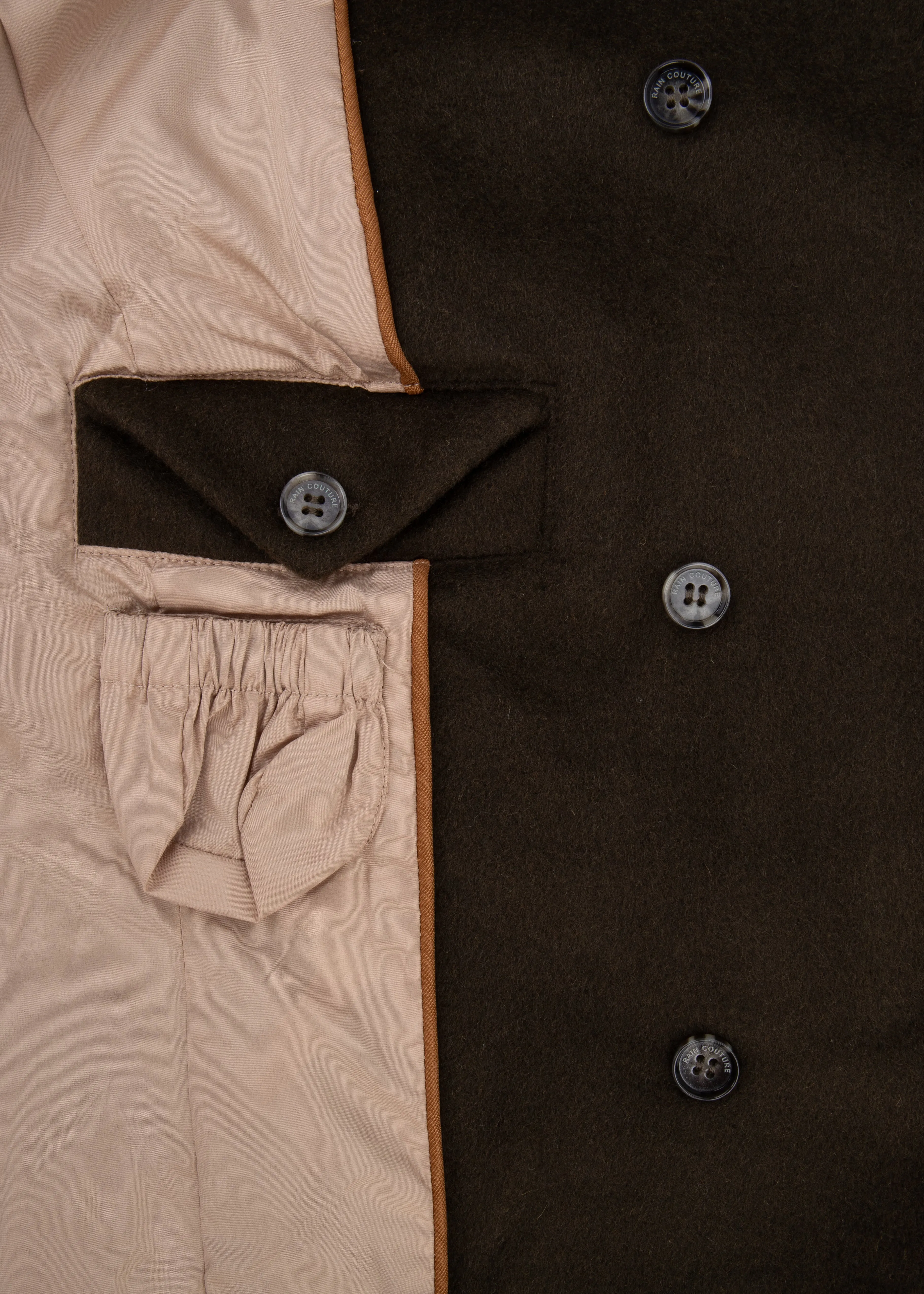 Waterproof Double Breasted Wool Trench  | Green Wool