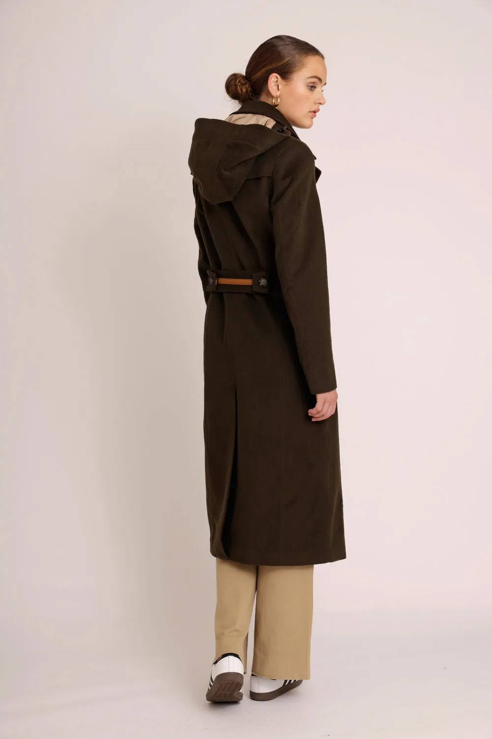 Waterproof Double Breasted Wool Trench  | Green Wool