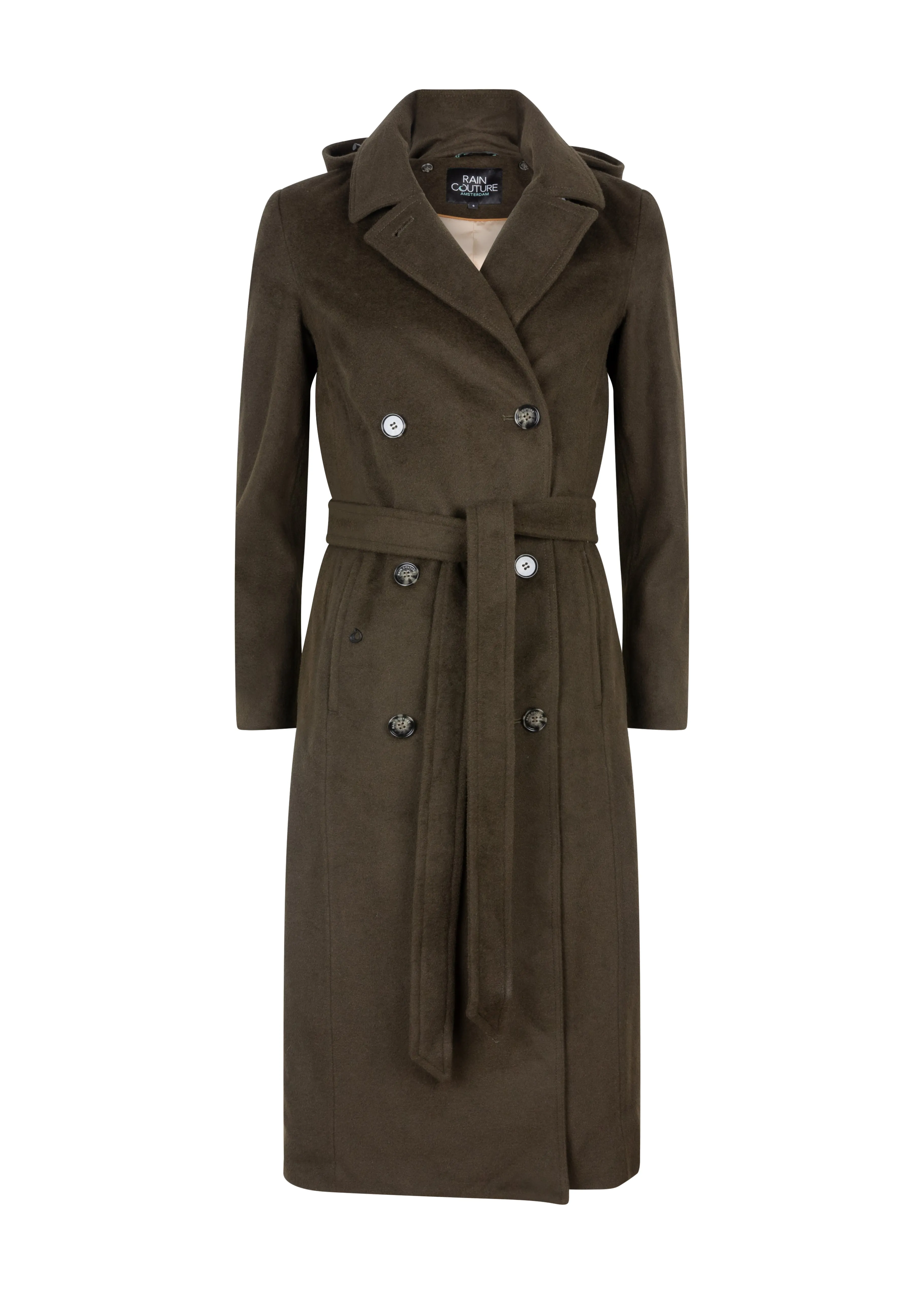 Waterproof Double Breasted Wool Trench  | Green Wool