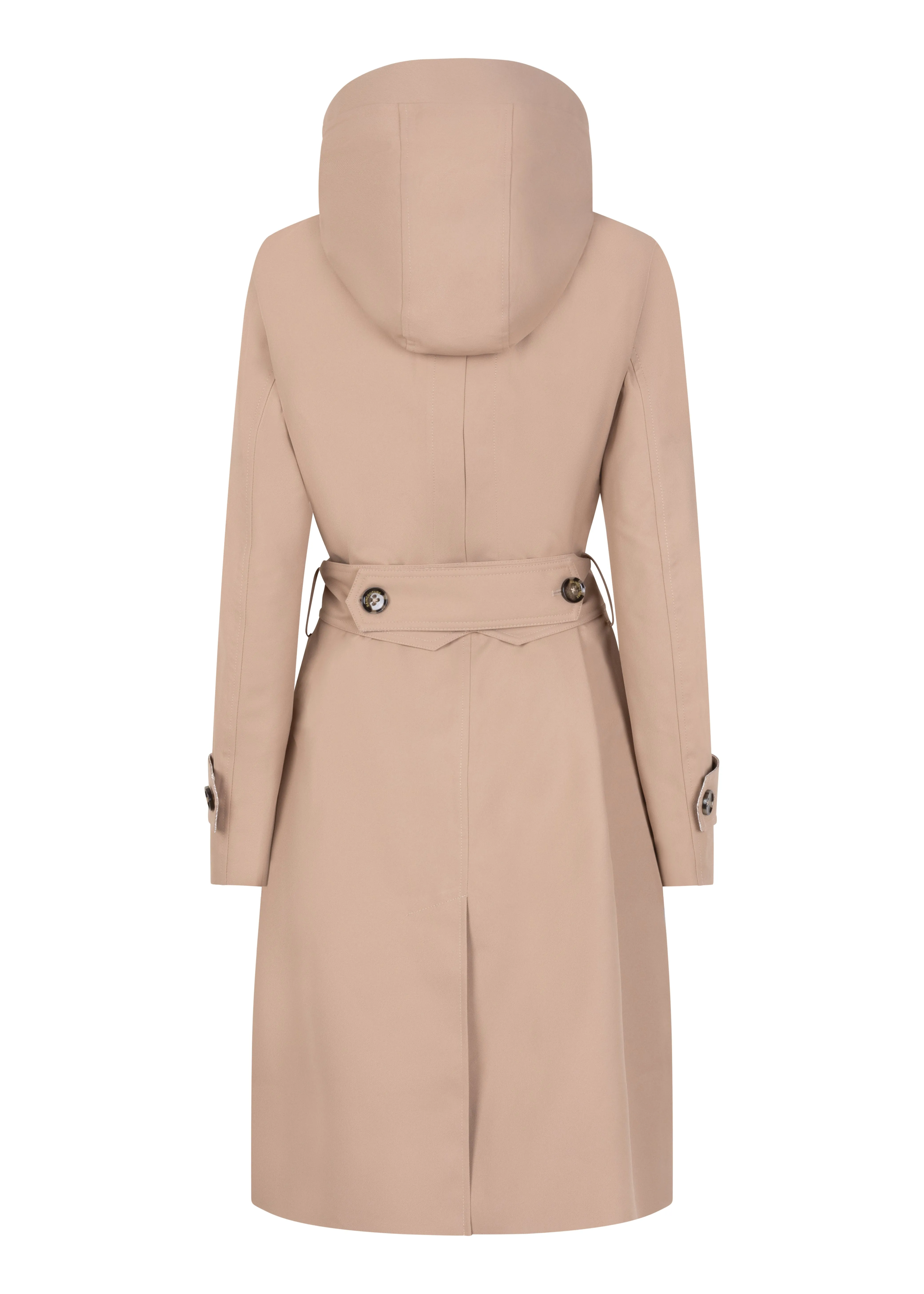 Waterproof Straight Fit Waistbelt Raincoat | Beige Matte