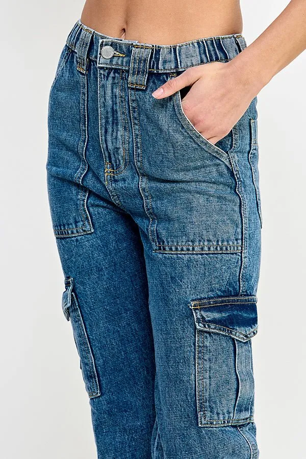 WOMEN DENIM CARGO PANTS